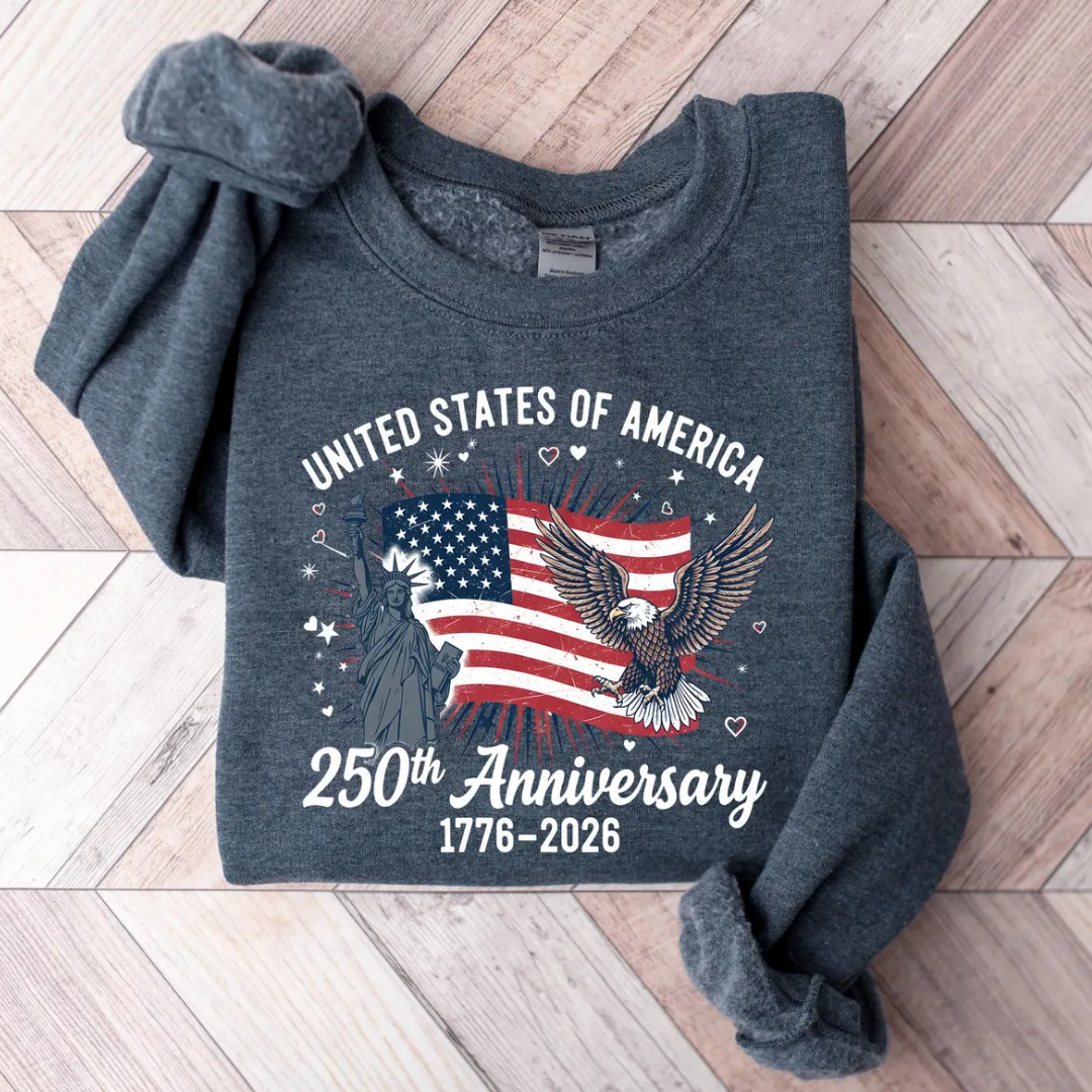 USA 4th of July Sweatshirt - Heather Grey