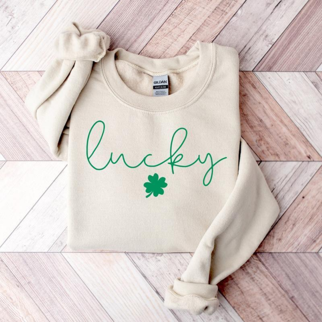 Lucky Shamrock St Patrick's Day Sweatshirt - Sandstone