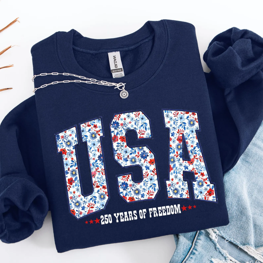 USA Festive 4th of July Sweatshirt - Dark Blue