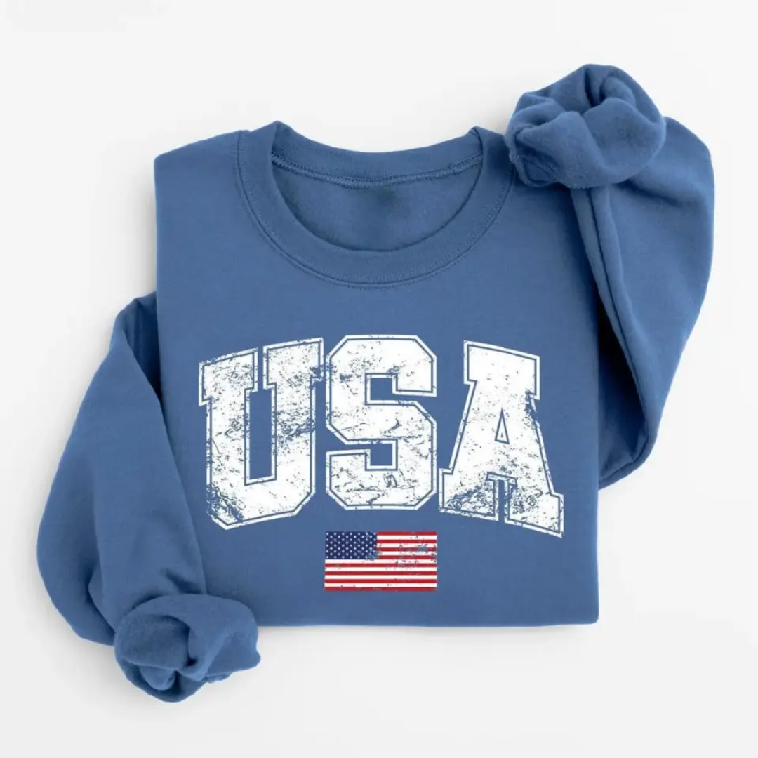 USA 4th of July Sweatshirt - Light Blue