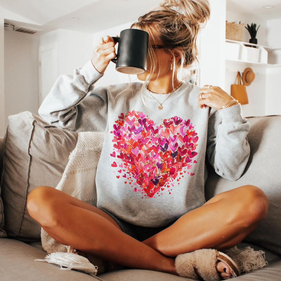 Hearts Valentine's Day Sweatshirt - Ash