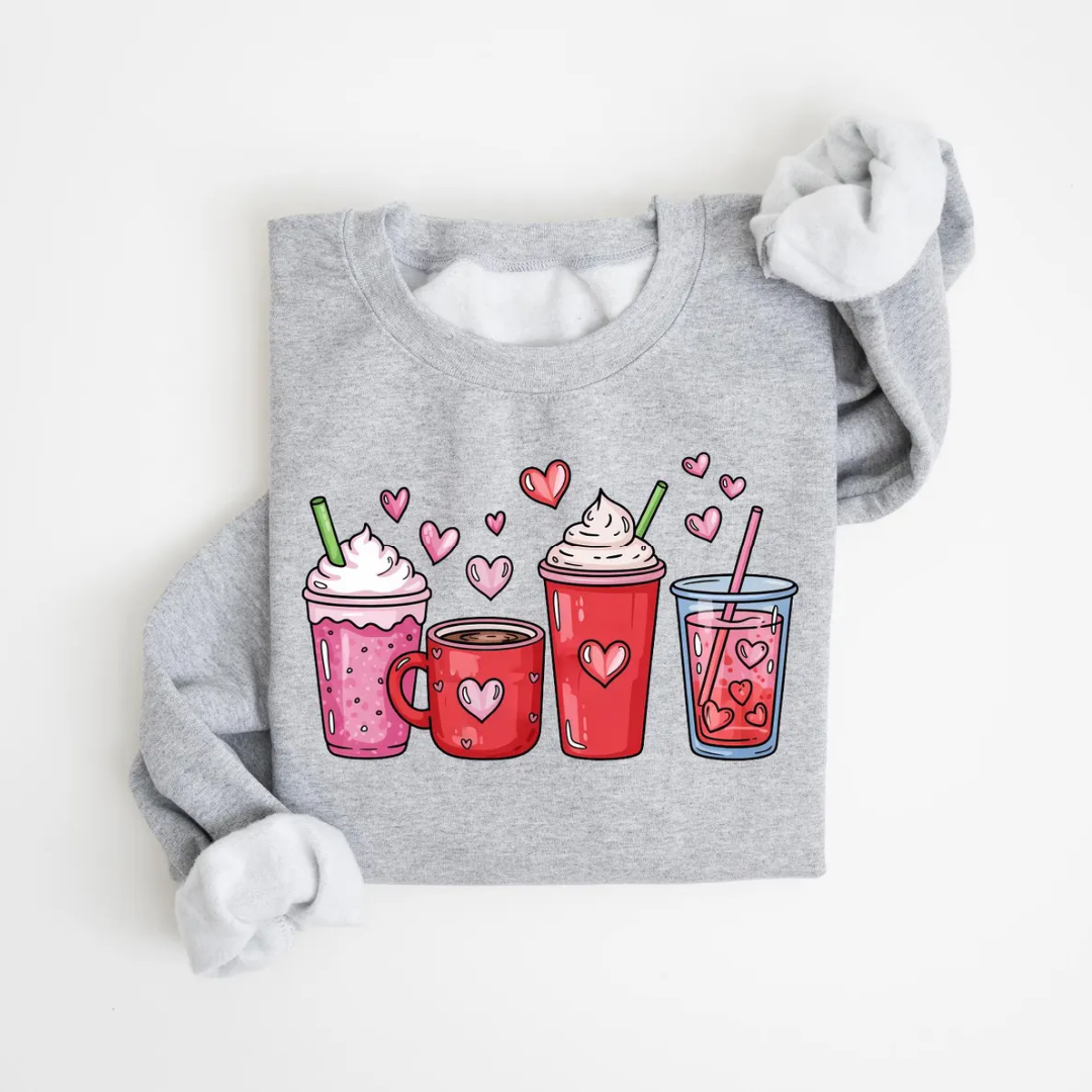 Love Coffee Valentine's Day Sweatshirt - Ash