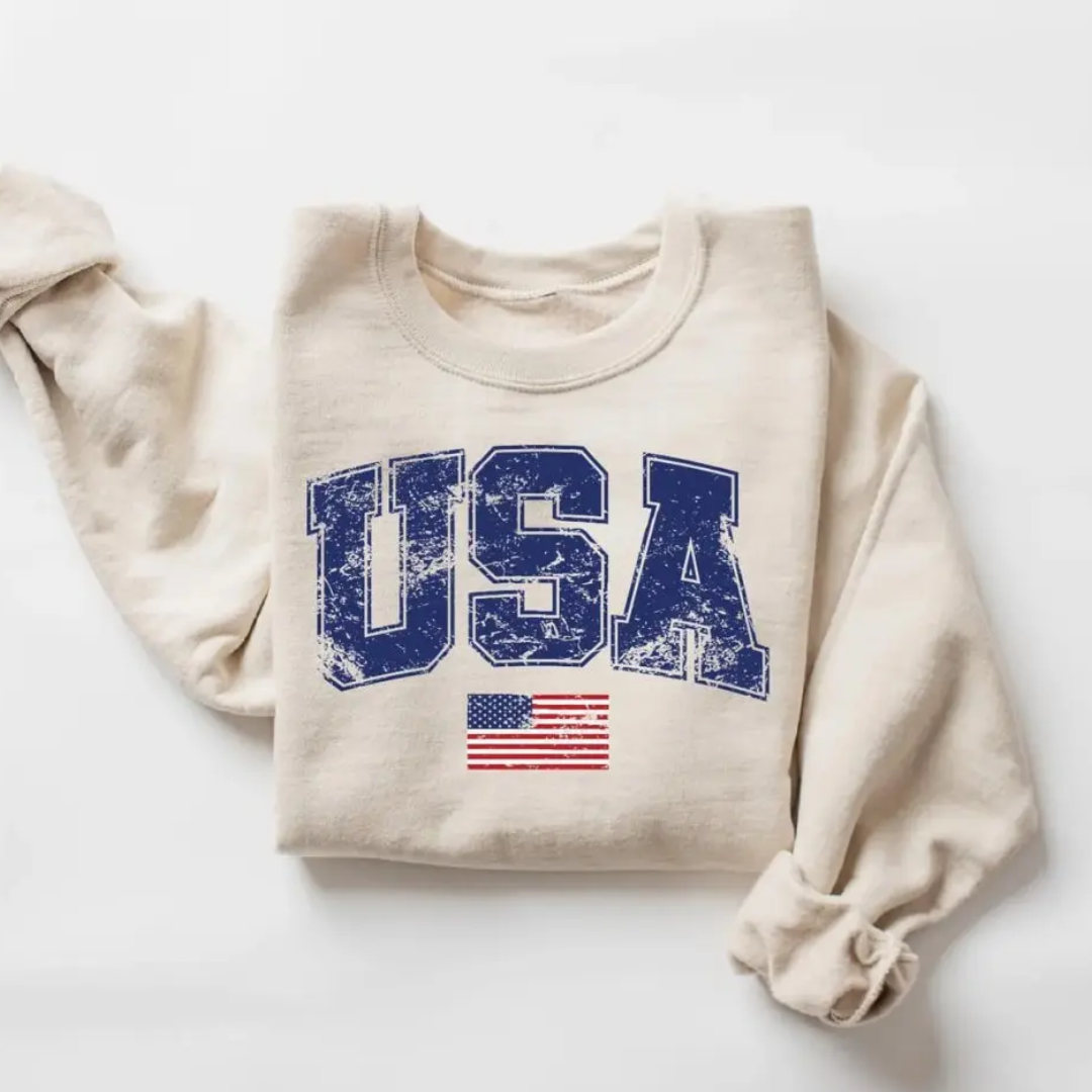 USA 4th of July Sweatshirt - Sandstone