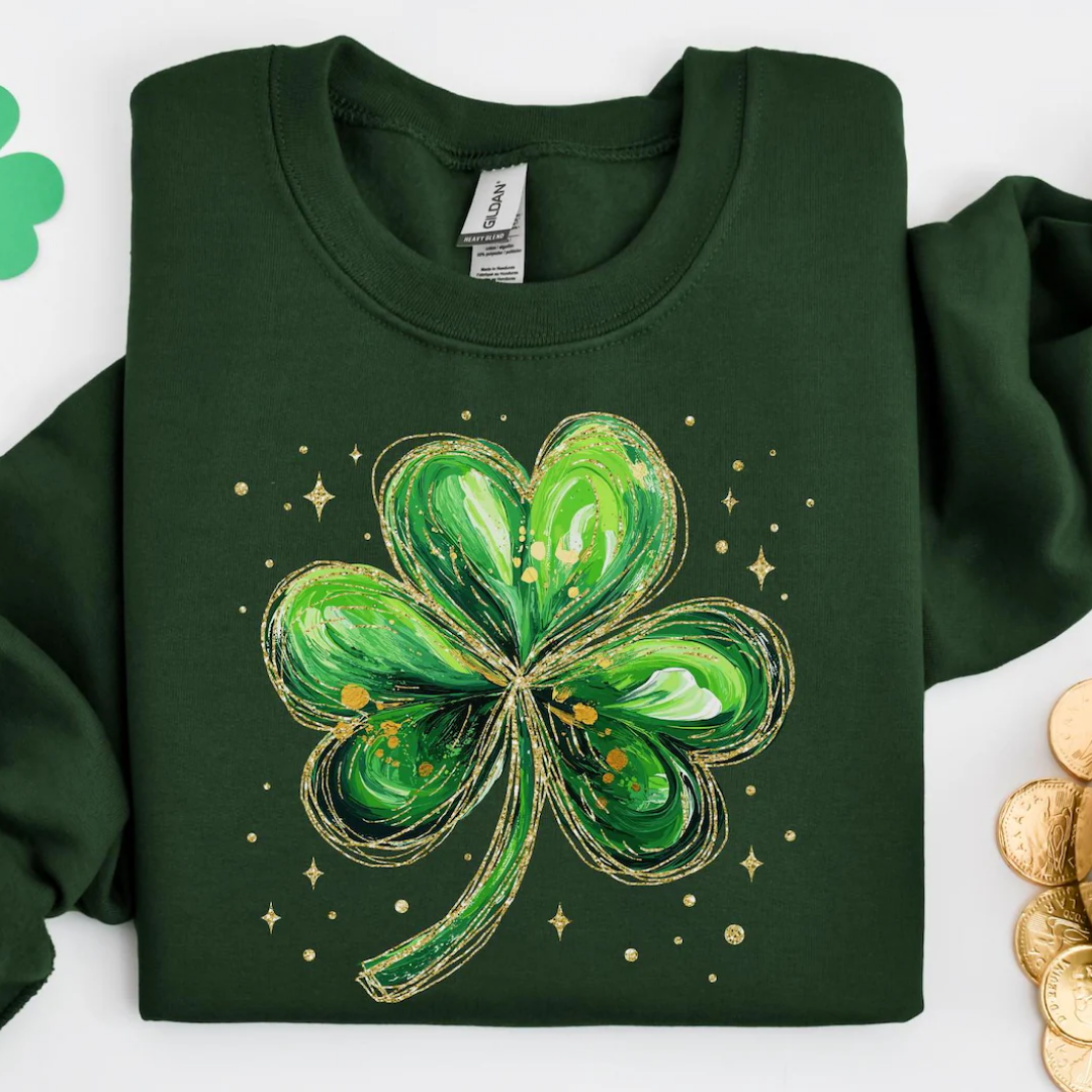 Shamrock St Patrick's Day Sweatshirt - Forest Green
