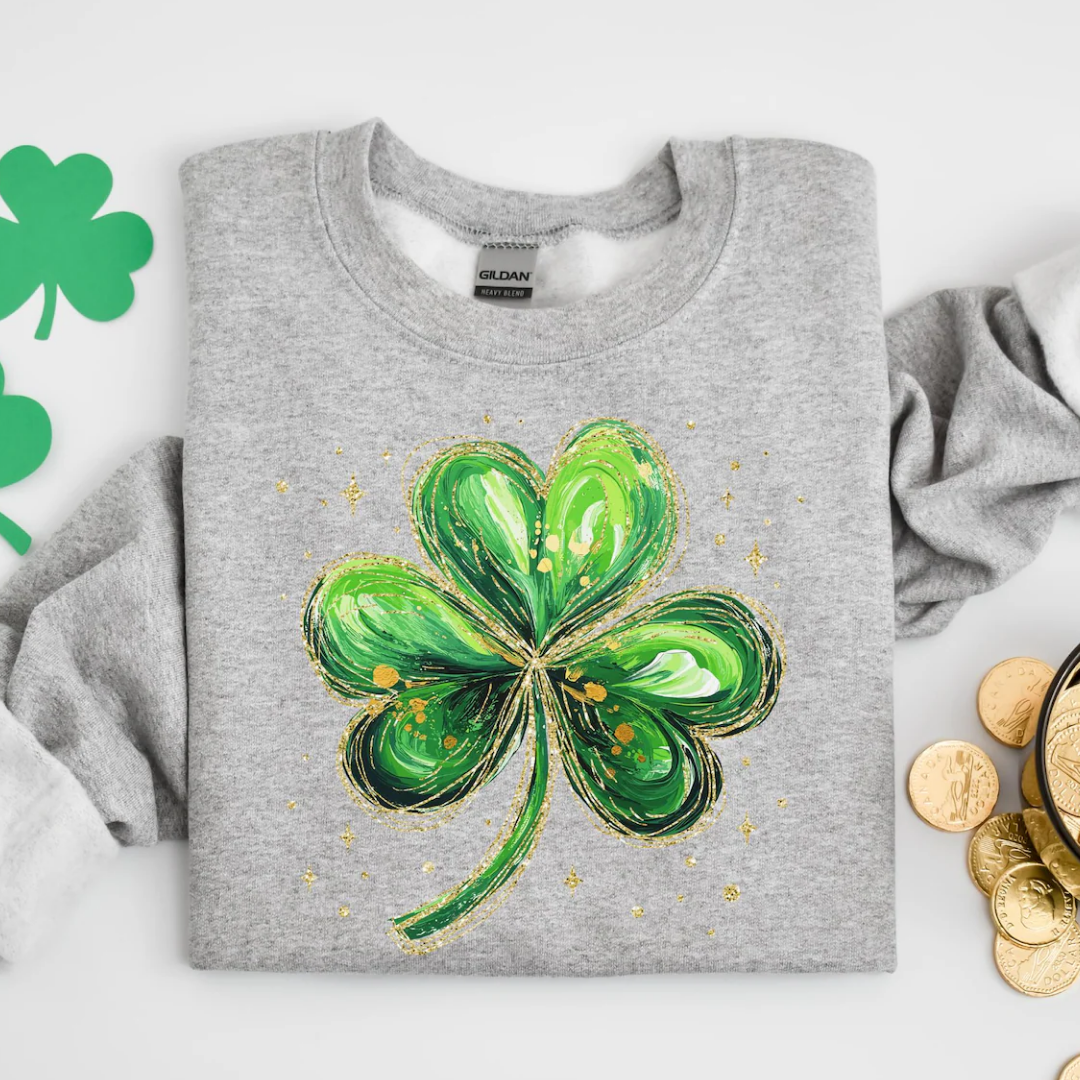 Shamrock St Patrick's Day Sweatshirt - Sport Grey