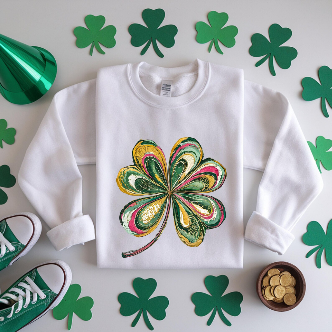 Shamrock St Patrick's Day Sweatshirt - White