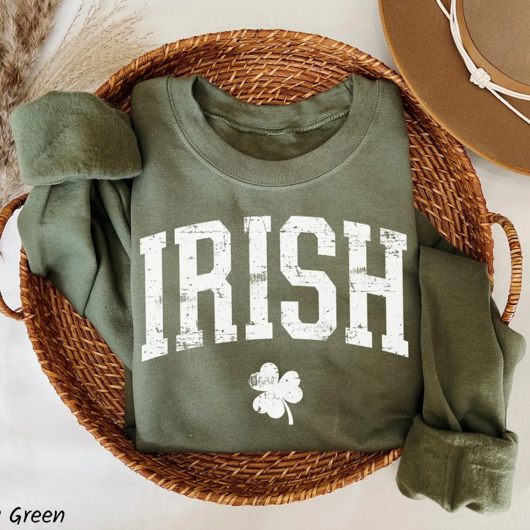 IRISH St Patrick's Day Sweatshirt - Military Green