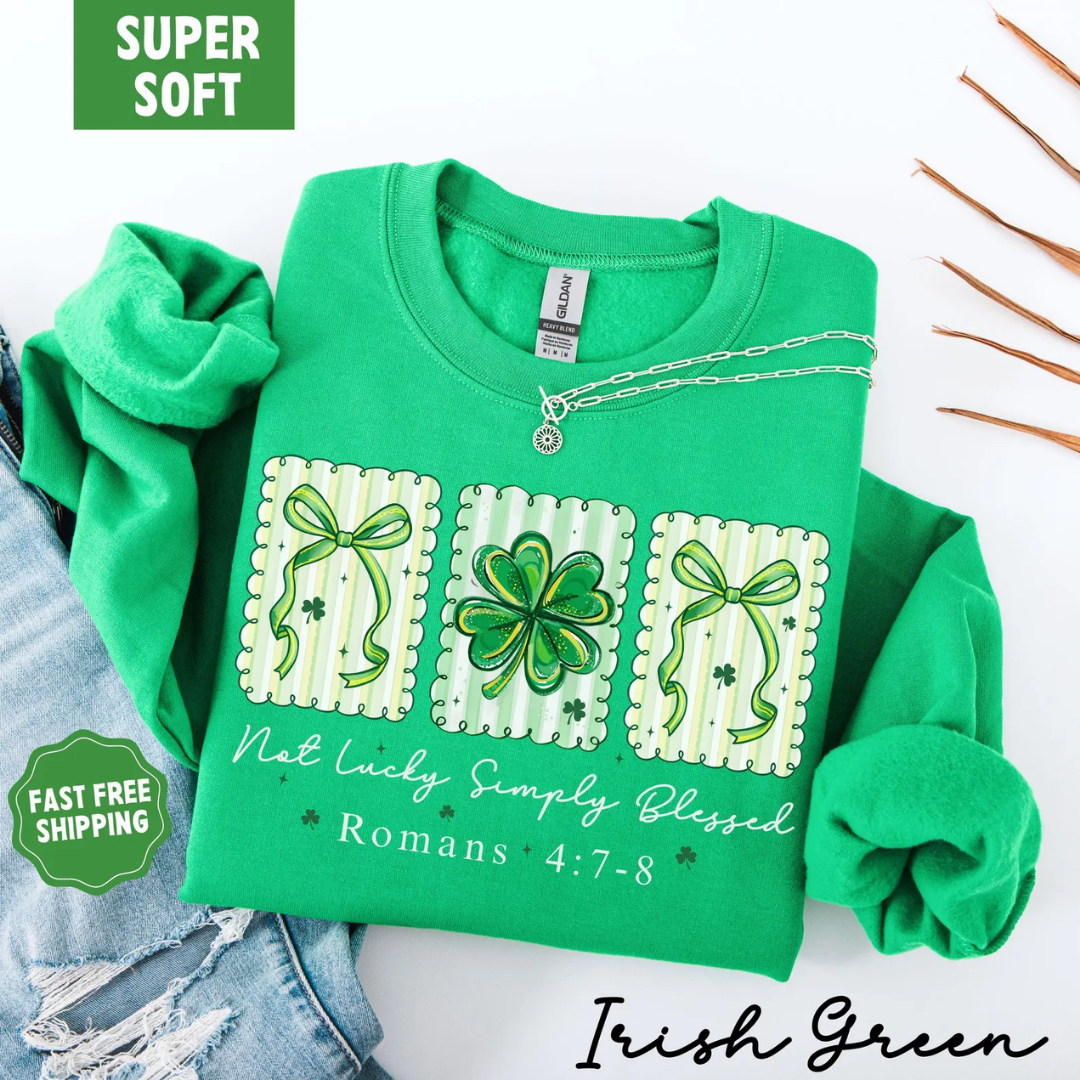 Lucky Blessed St Patrick's Day Sweatshirt - Irish Green