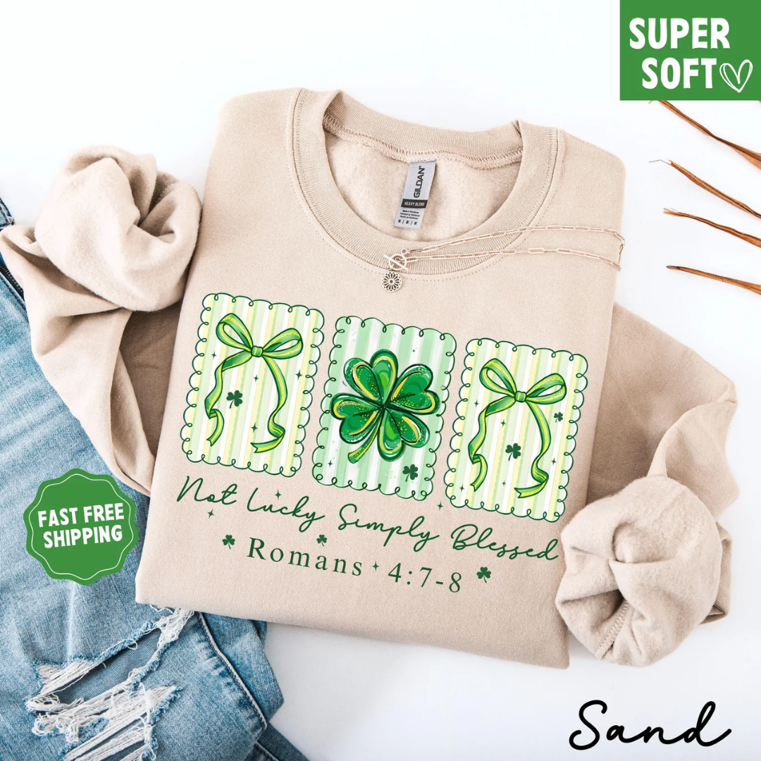 Lucky Blessed St Patrick's Day Sweatshirt - Sand