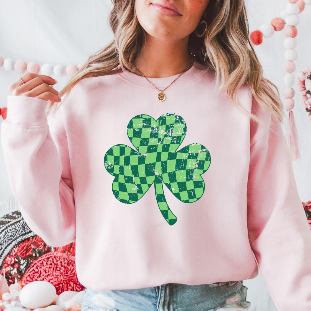 Shamrock St Patrick's Day Sweatshirt - Light Pink