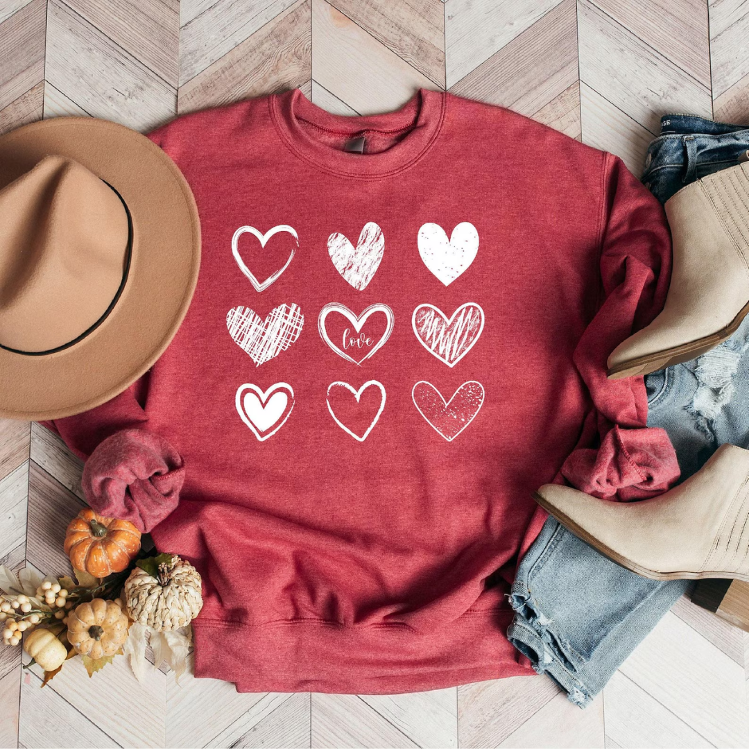 Love Hearts Valentine's Day Sweatshirt - Red