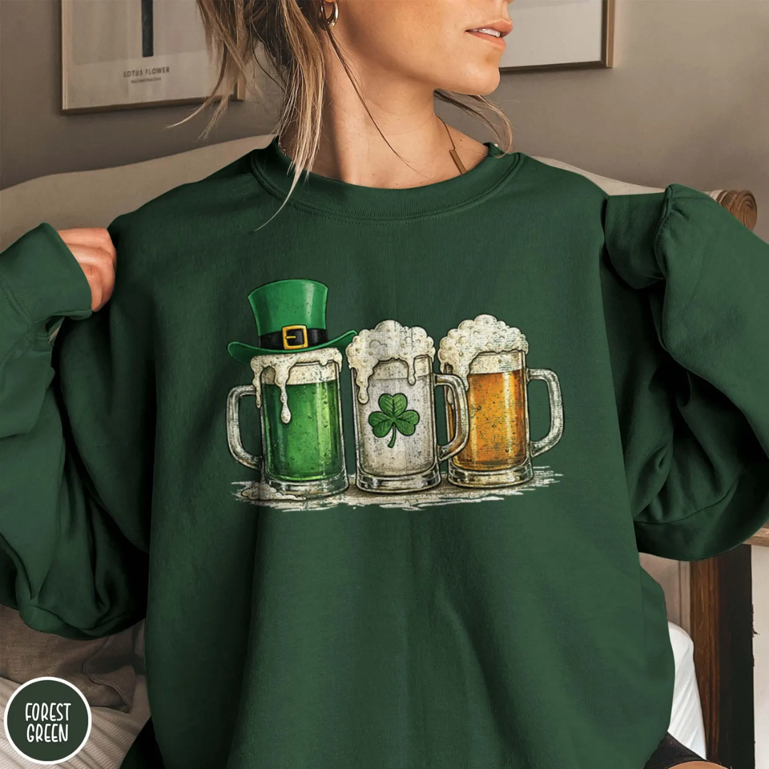 Vintage Style St Patrick's Day Sweatshirt - Forest Green