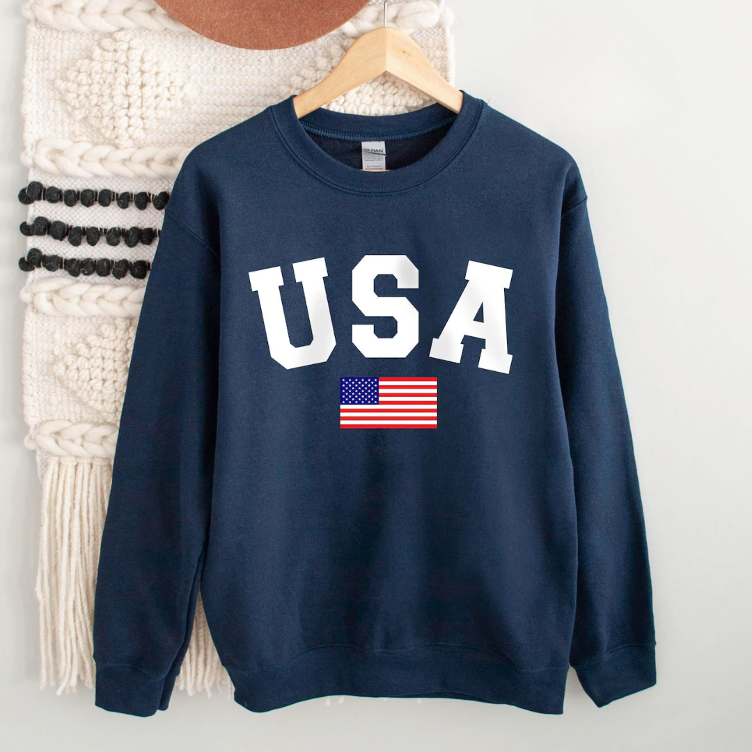 USA Festive 4th of July Sweatshirt - Dark Blue