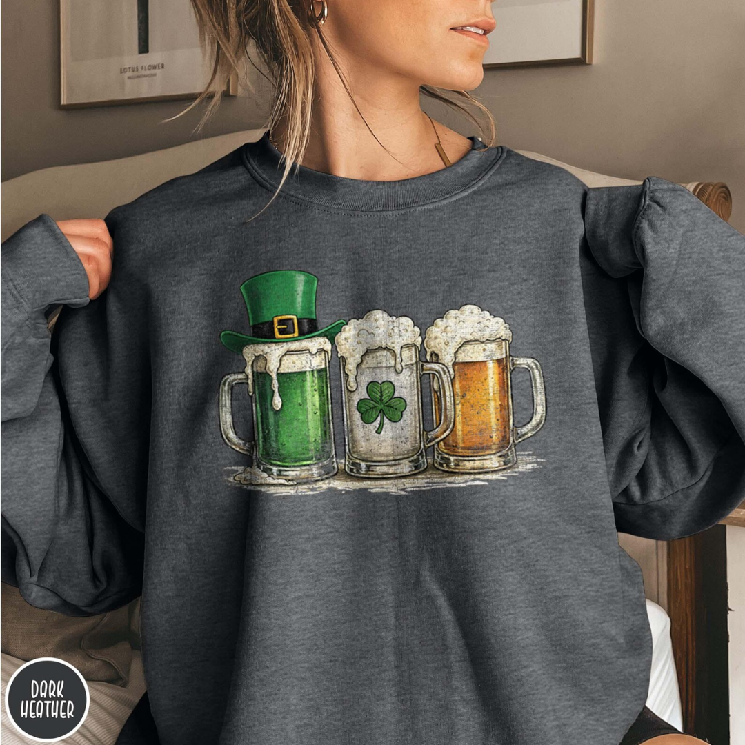 Vintage Style St Patrick's Day Sweatshirt - Dark Heather