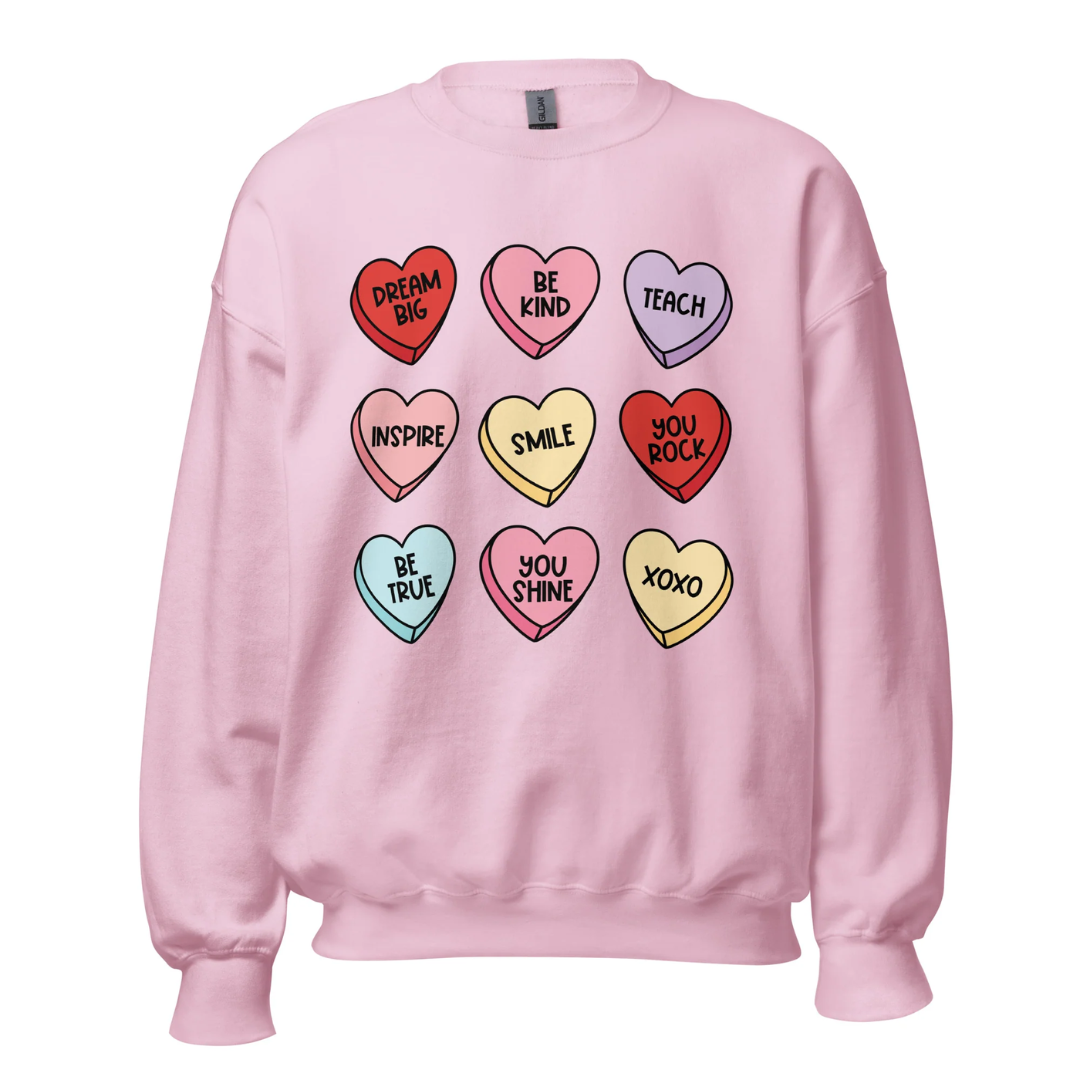 Teacher's Valentine's Day Sweatshirt - Light Pink