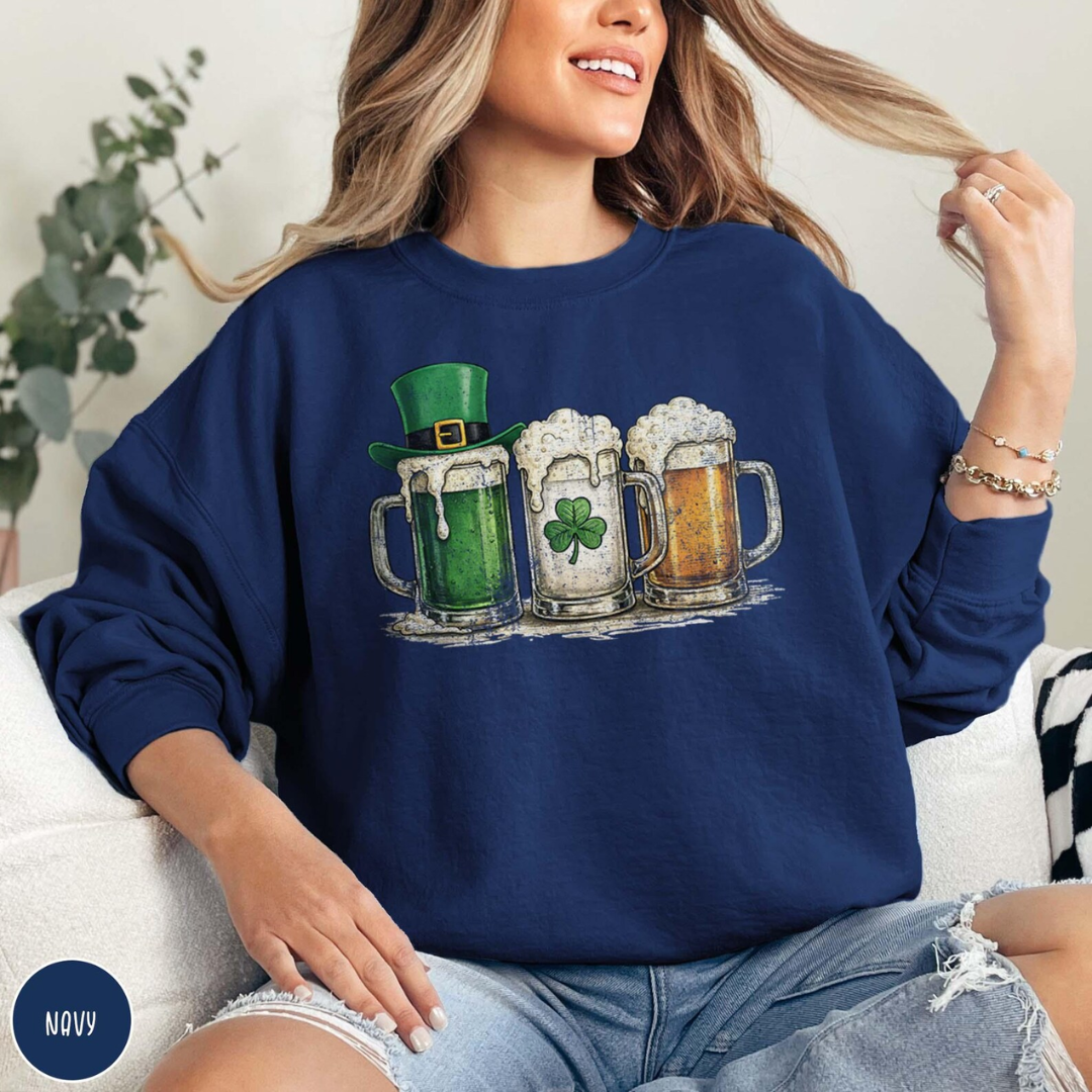 Irish Mugs St Patrick's Day Sweatshirt - Navy