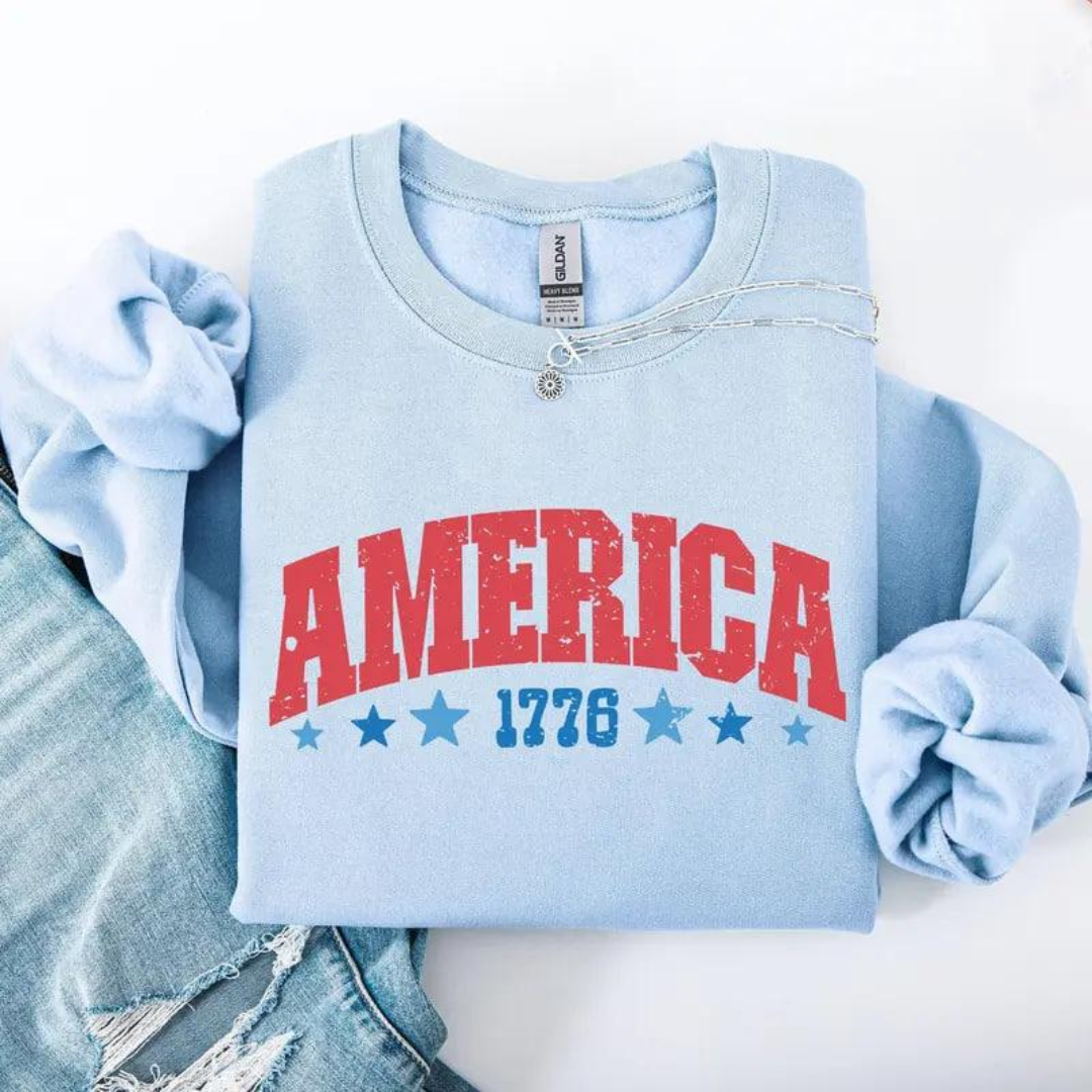 AMERICA 1776 Sweatshirt - Light Blue