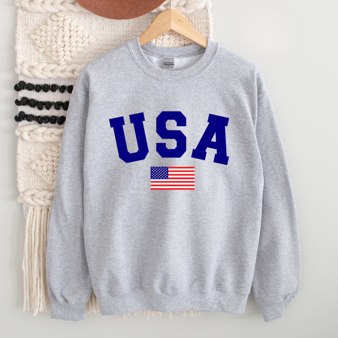 USA Festive 4th of July Sweatshirt - Ash