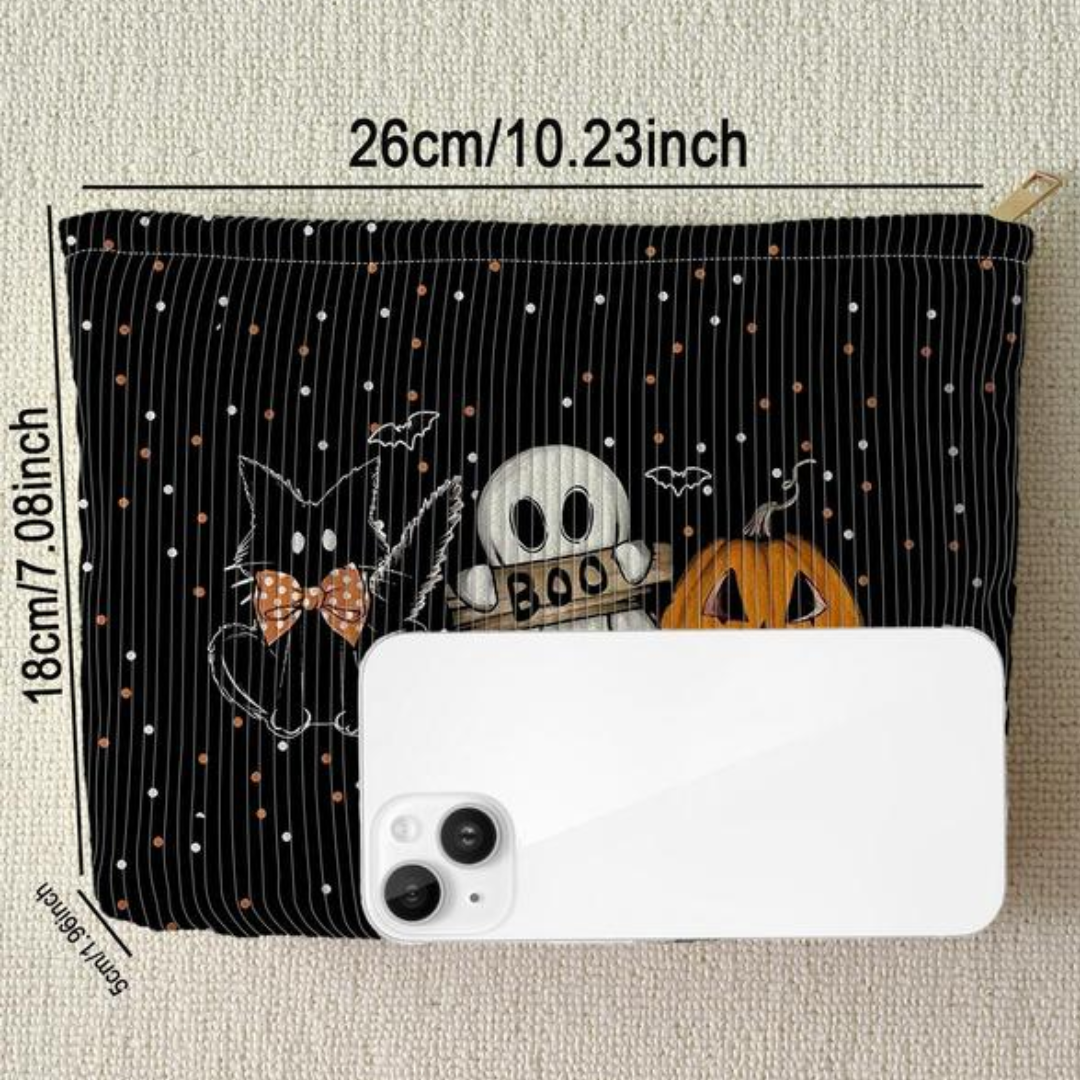 Cat & Ghost & Pumpkin Pattern Halloween Makeup Bag