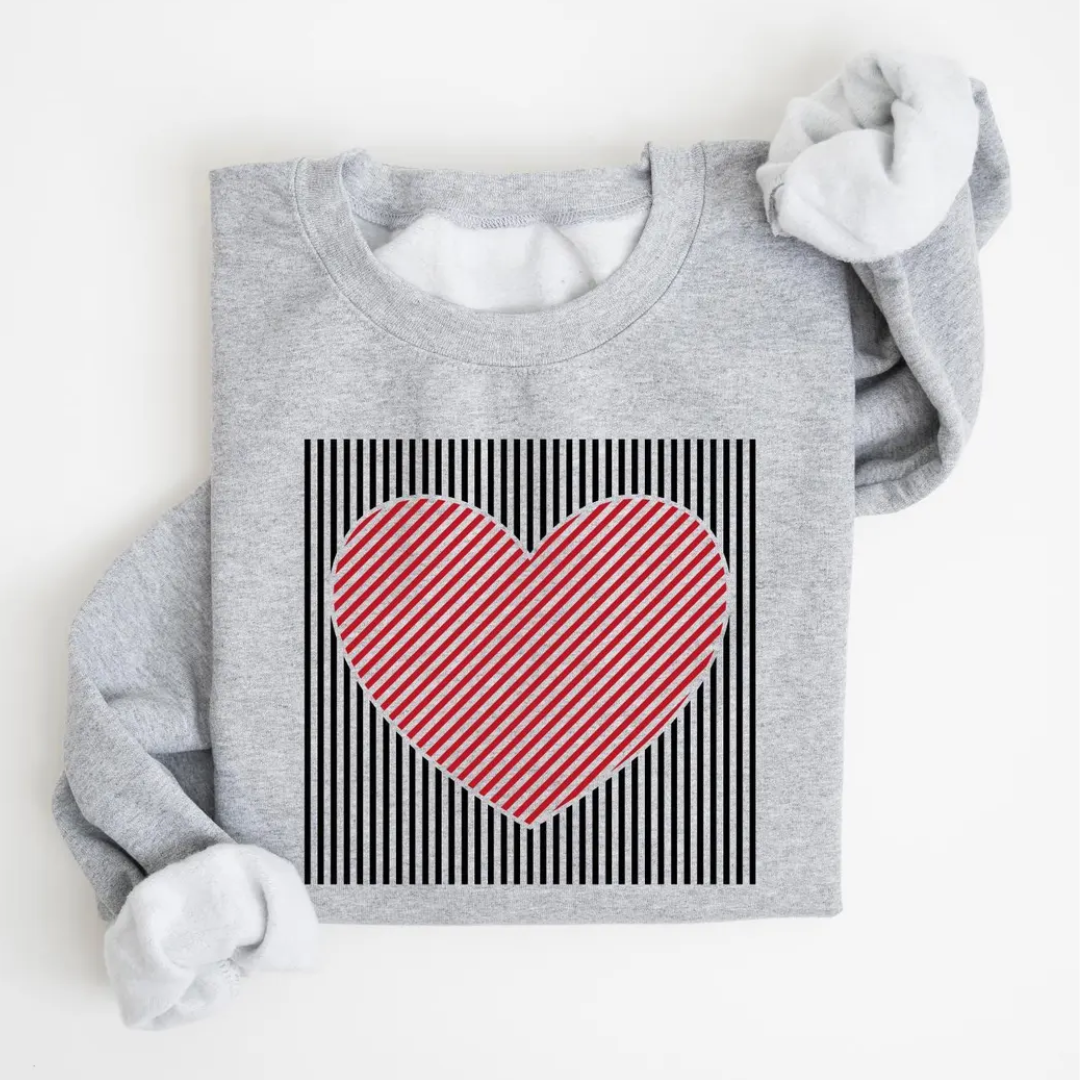 Heart Valentine's Day Sweatshirt - Ash