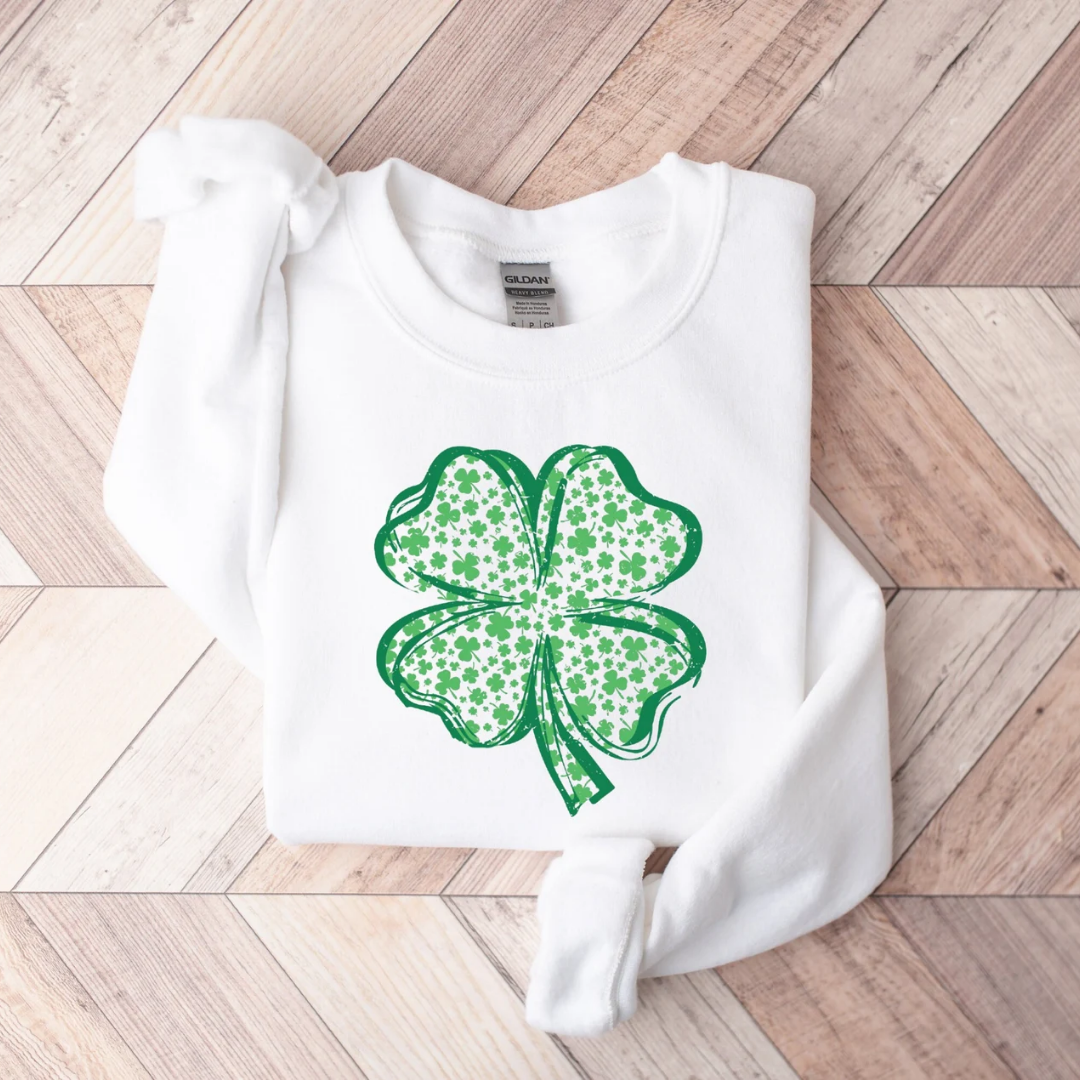 Shamrock St Patrick's Day Sweatshirt - White
