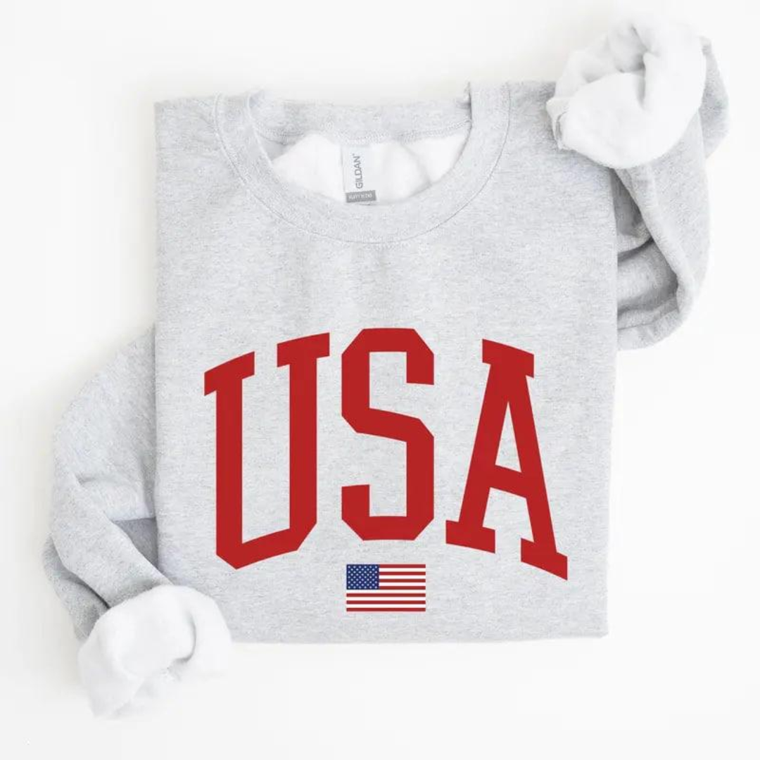USA Festive 4th of July Sweatshirt - Ash