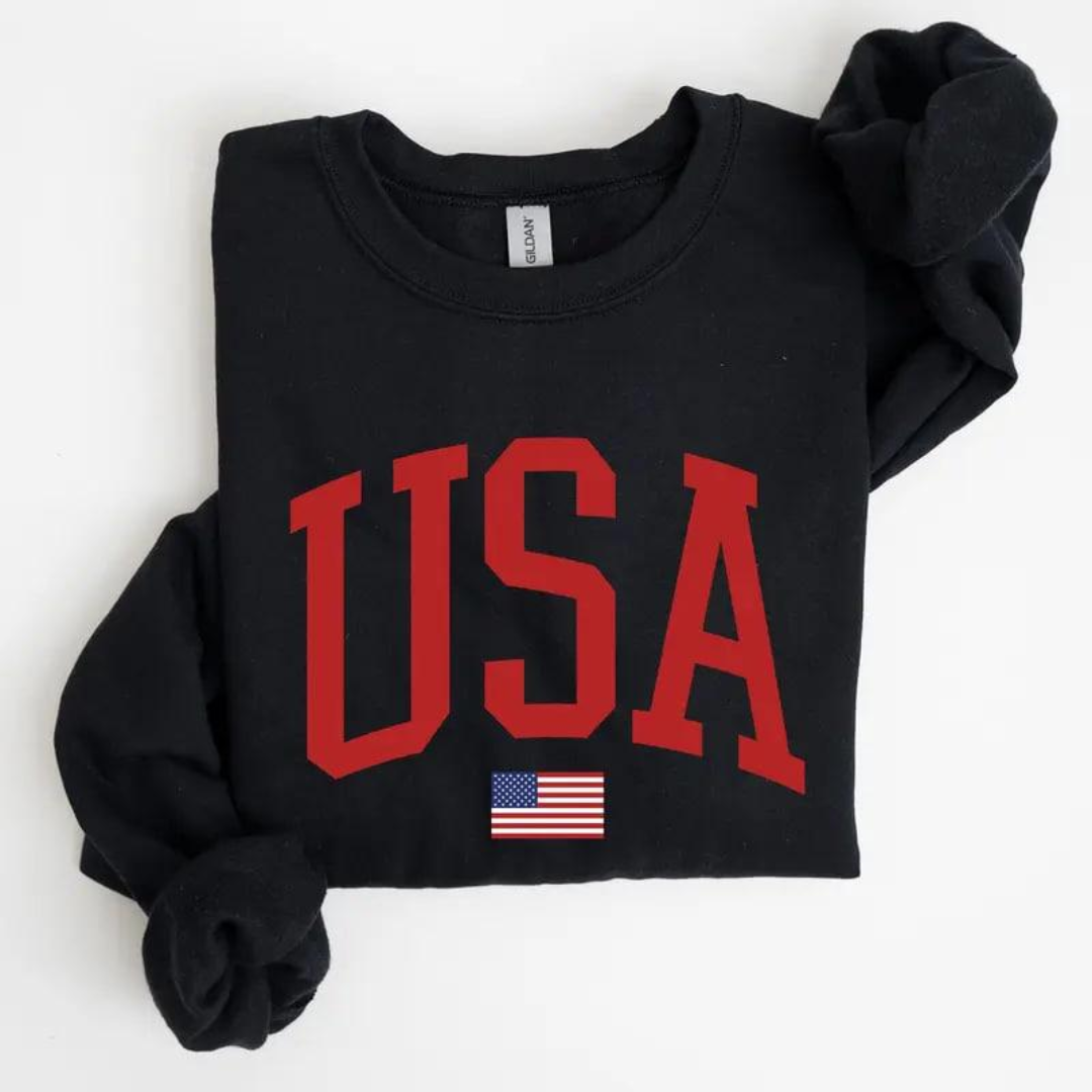 USA Festive 4th of July Sweatshirt - Black