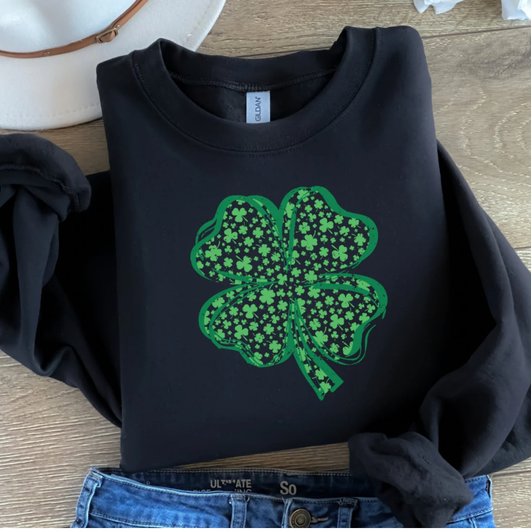 Shamrock St Patrick's Day Sweatshirt - Black