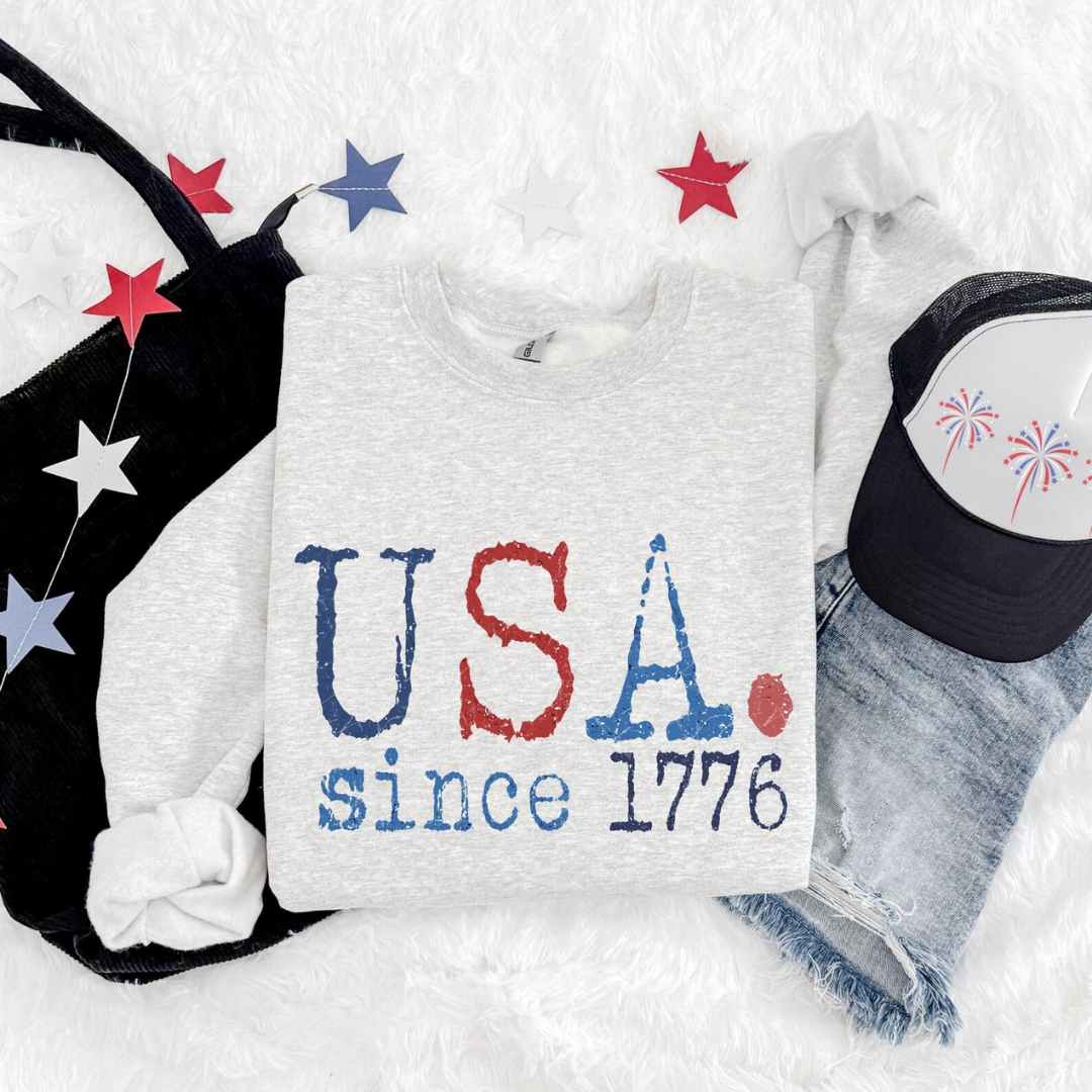USA 4th of July Sweatshirt - Ash