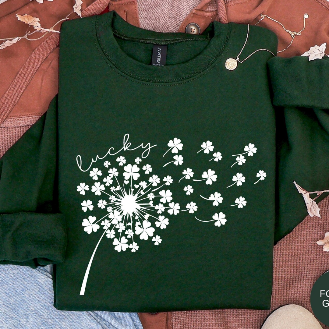 Dandelion St Patrick's Day Sweatshirt - Dark Green