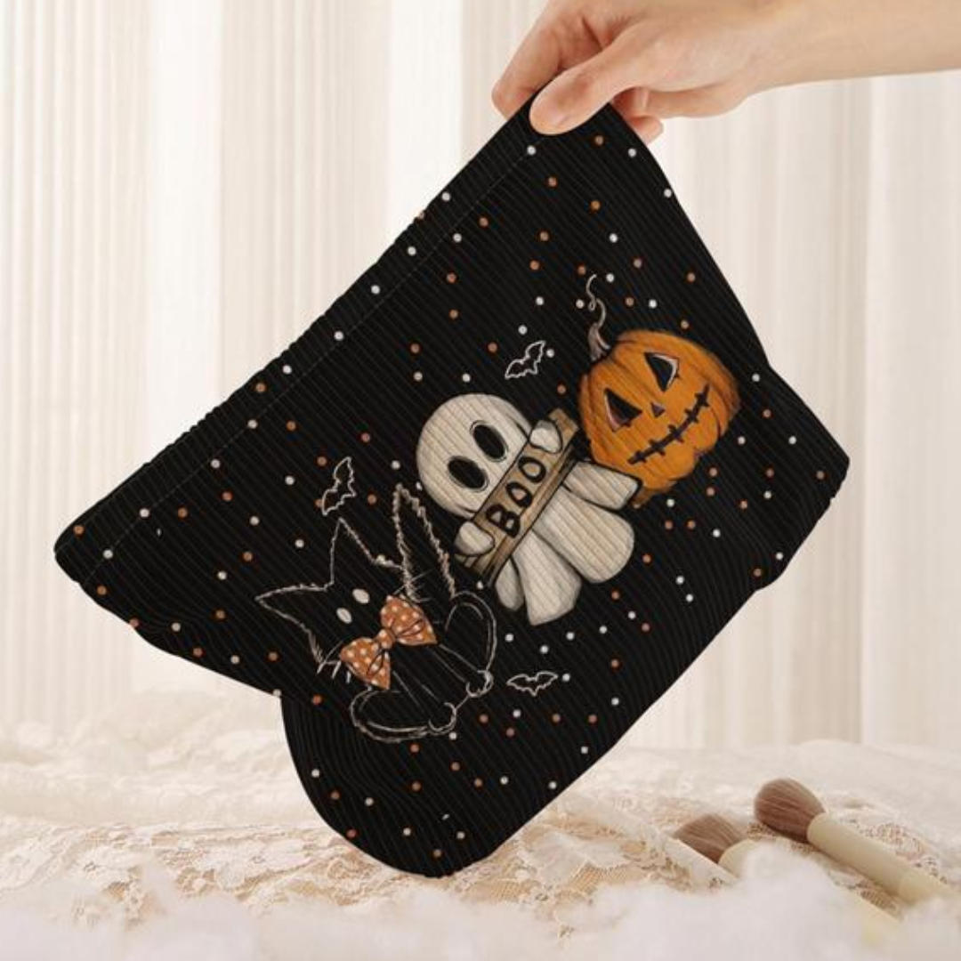 Cat & Ghost & Pumpkin Pattern Halloween Makeup Bag