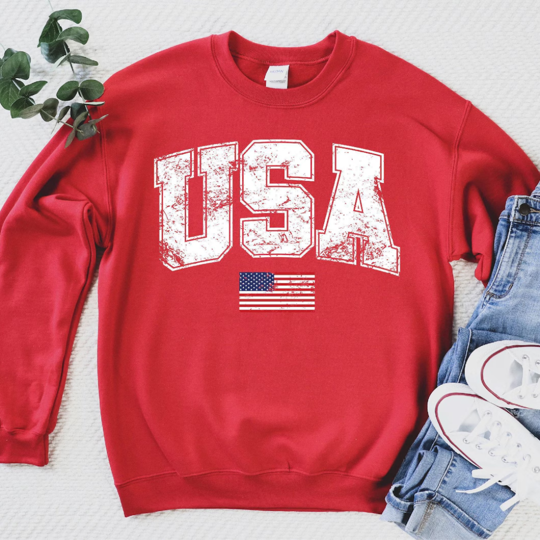 USA 4th of July Sweatshirt - Classic Red