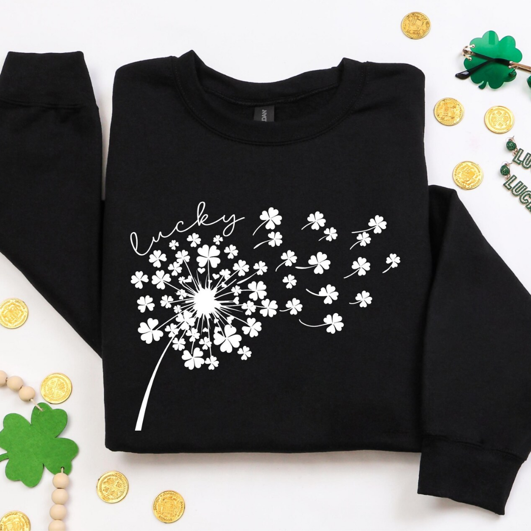Dandelion St Patrick's Day Sweatshirt - Black