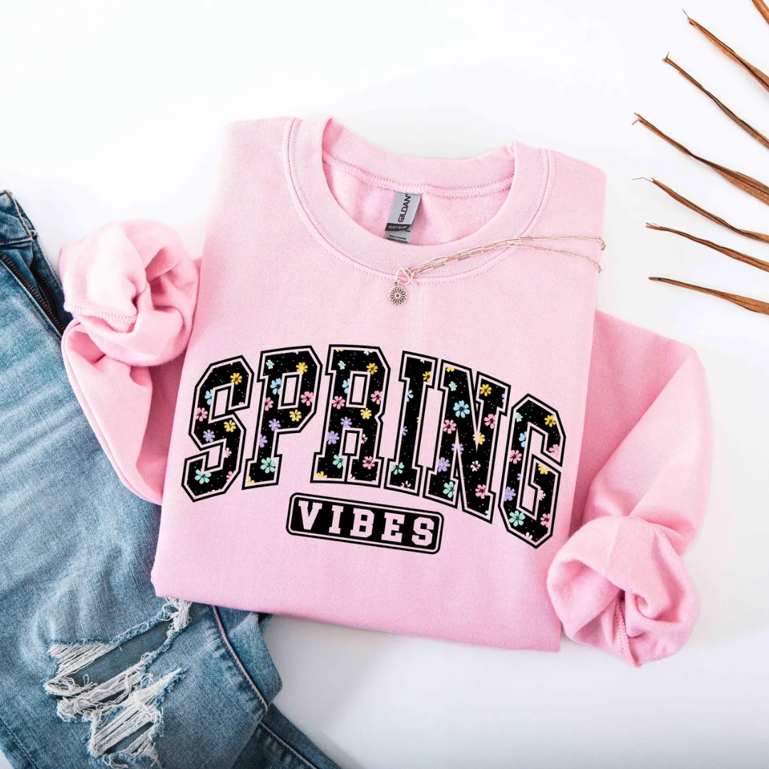 Spring Vibes Sweatshirt - Light Pink
