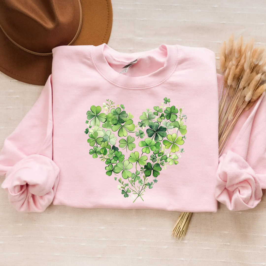 Shamrock St Patrick's Day Sweatshirt - Light Pink