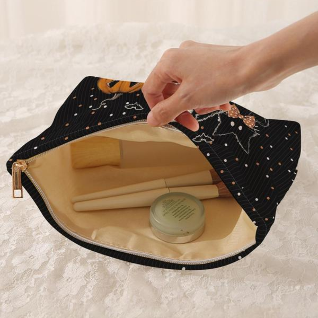Cat & Ghost & Pumpkin Pattern Halloween Makeup Bag