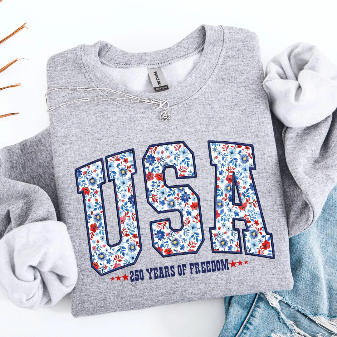 USA Festive 4th of July Sweatshirt - Ash