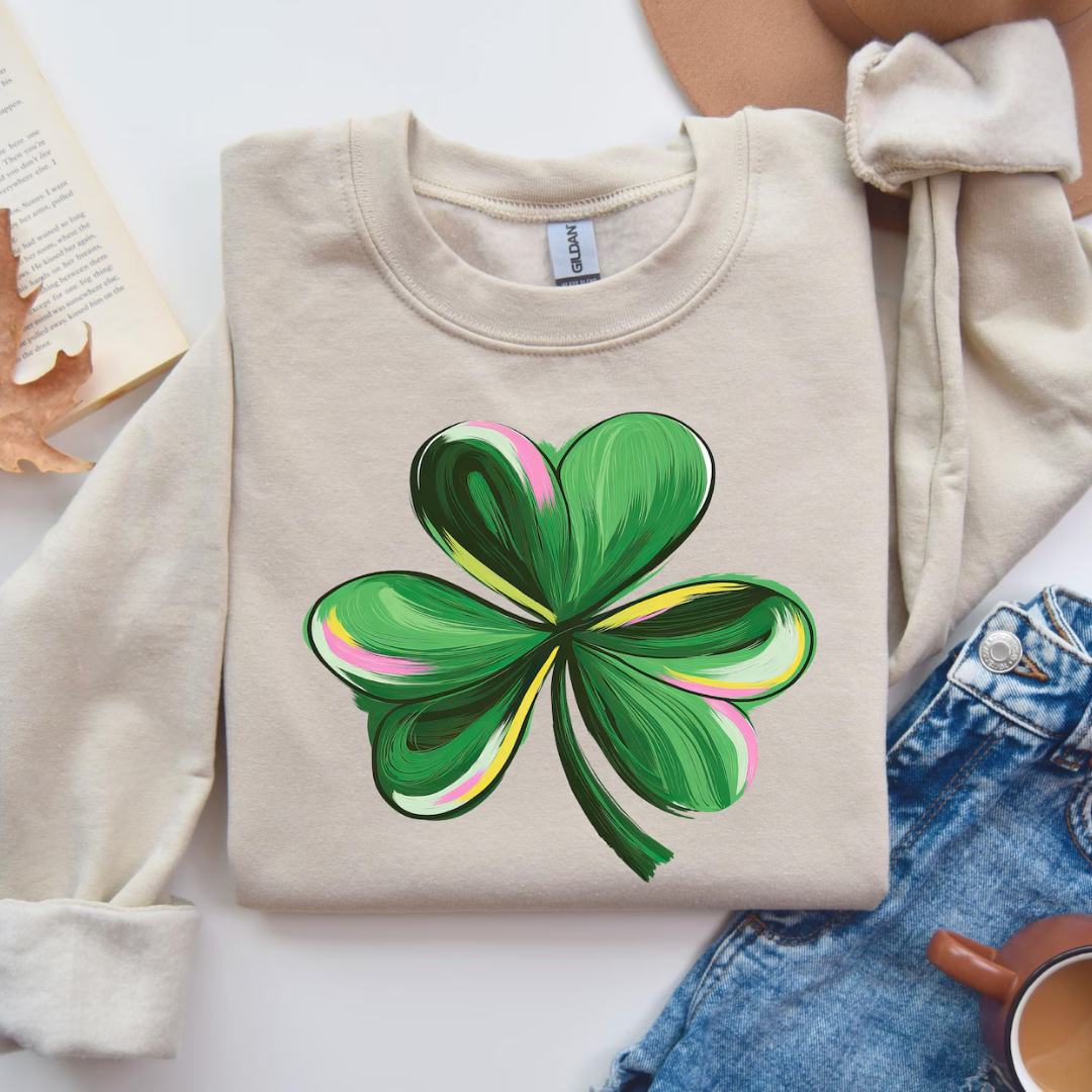 Shamrock St Patrick's Day Sweatshirt - Sand