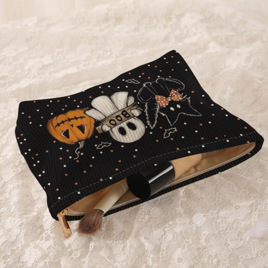 Cat & Ghost & Pumpkin Pattern Halloween Makeup Bag