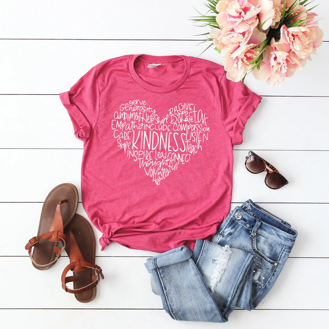 Kindness Valentine's Day Shirt - Berry Pink