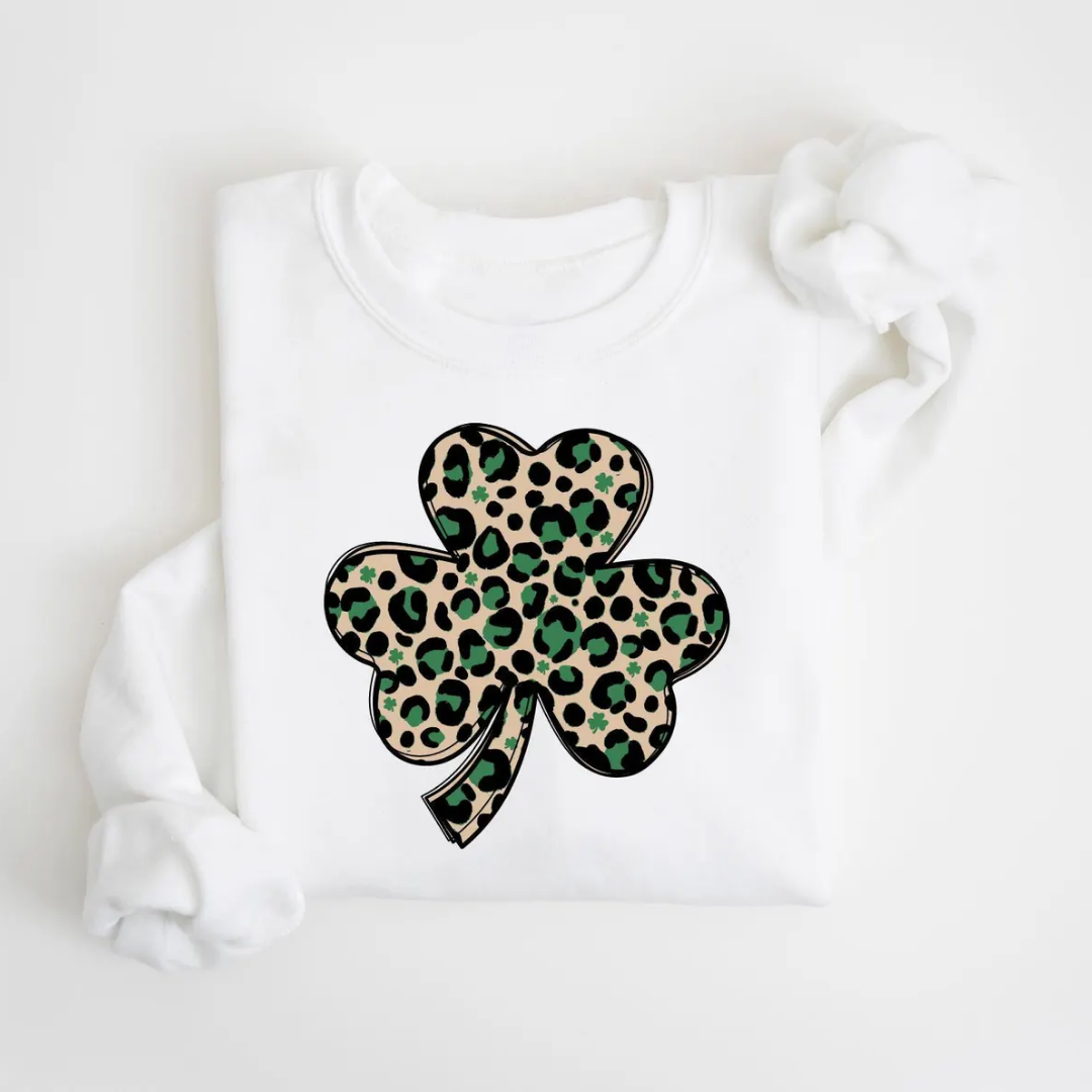 Shamrock Print St Patrick's Day Sweatshirt - White