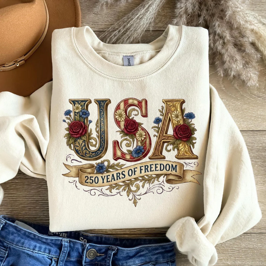 USA 250 Years 4th of July Sweatshirt - Sand