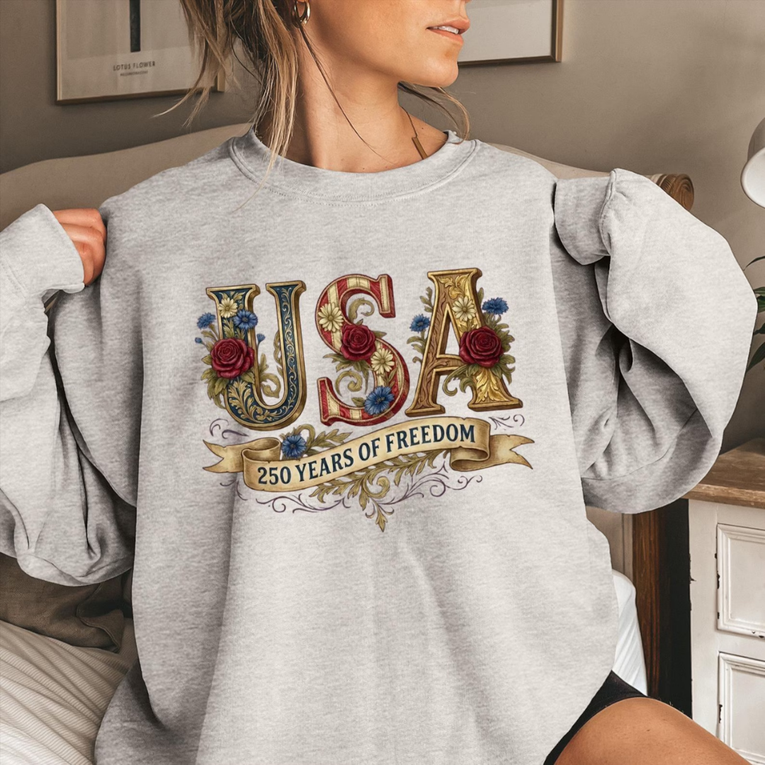 USA 250 Years 4th of July Sweatshirt - Ash