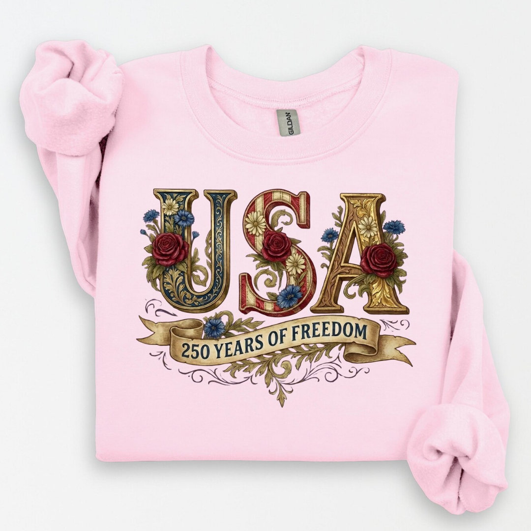 USA 250 Years 4th of July Sweatshirt - Light Pink