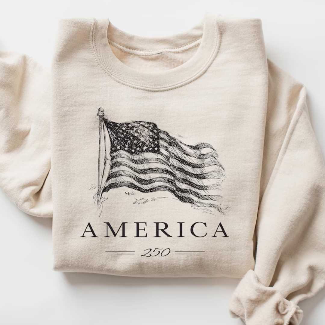 AMERICA 4th of July Sweatshirt - Sand