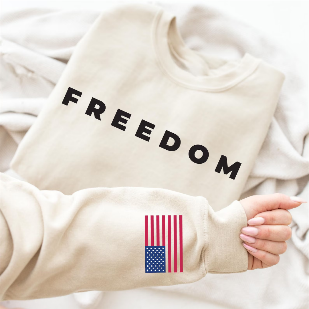 Freedom 4th of July Sweatshirt - Sand