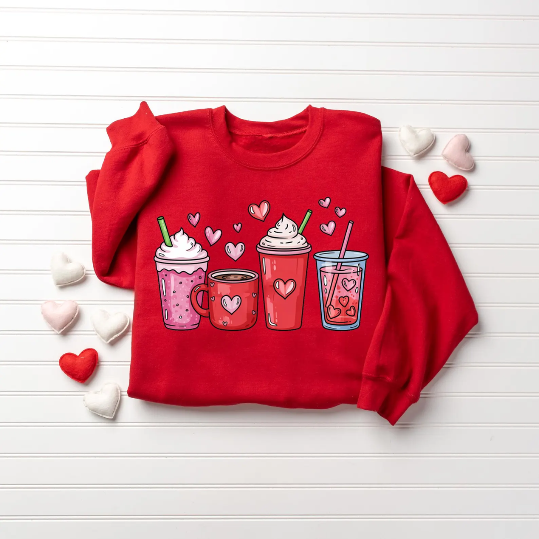 Love Coffee Valentine's Day Sweatshirt - Red