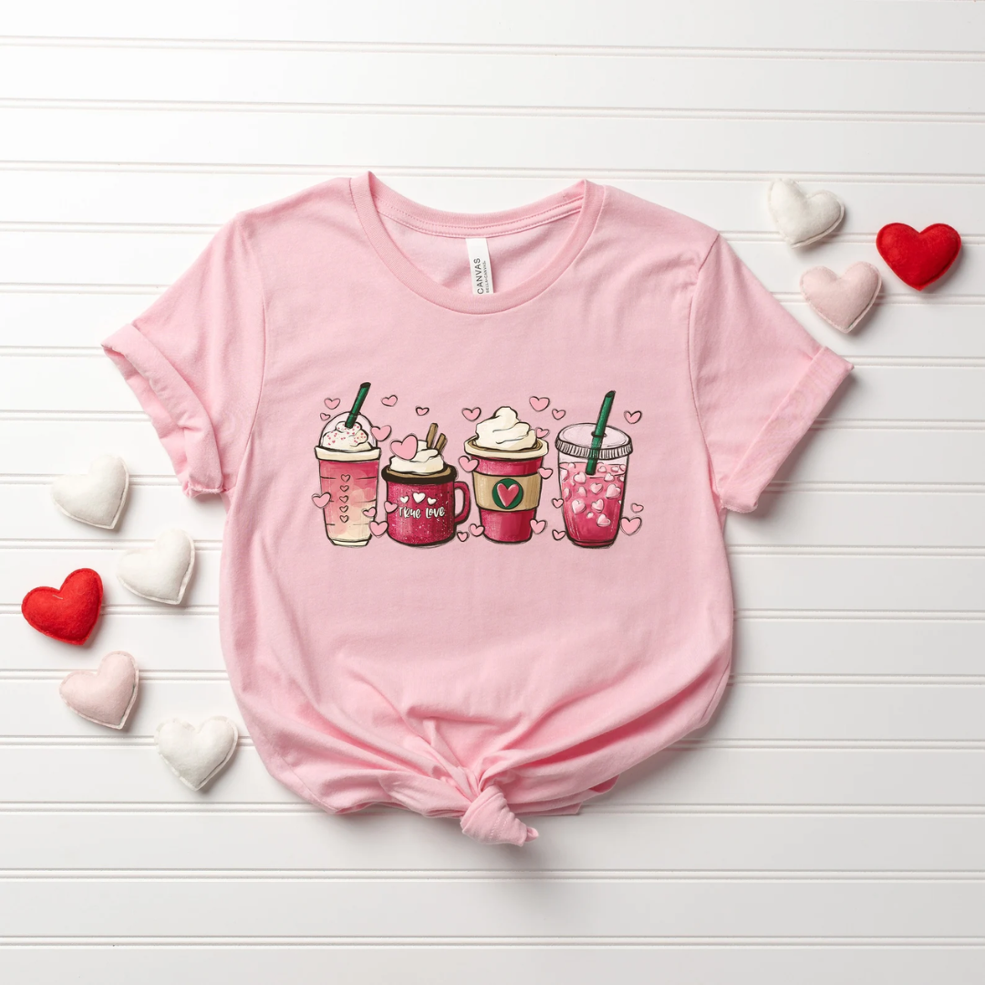 Coffee Valentine's Day Shirt - Light Pink