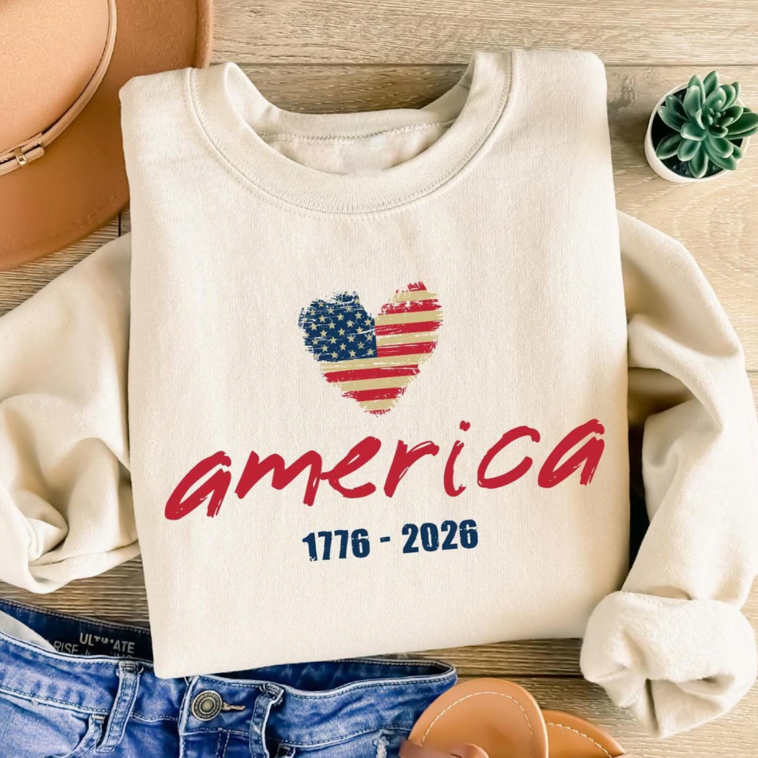 America 4th of July Sweatshirt - Sandstone