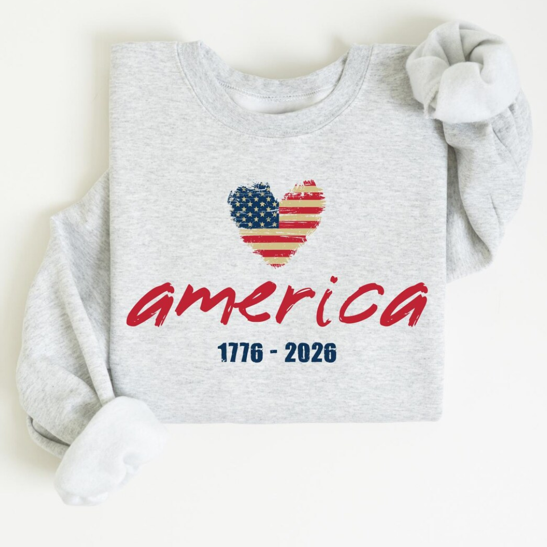America 4th of July Sweatshirt - Ash